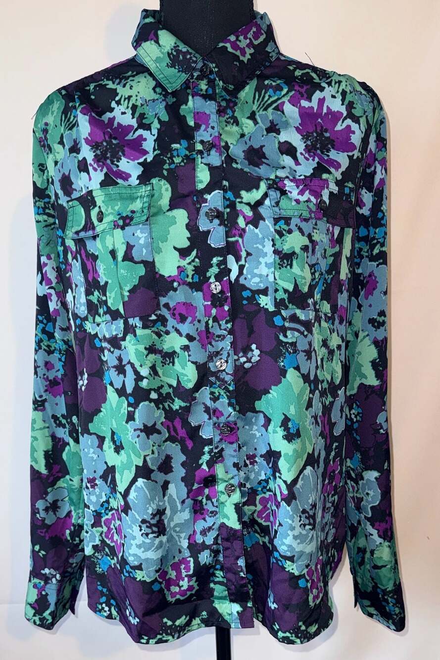 Croft & Barrow Women's Floral Button-Down Shirt Size L